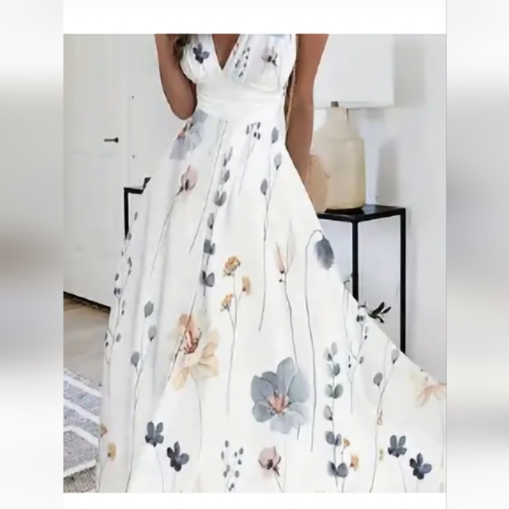 Floral print womans plunging necline